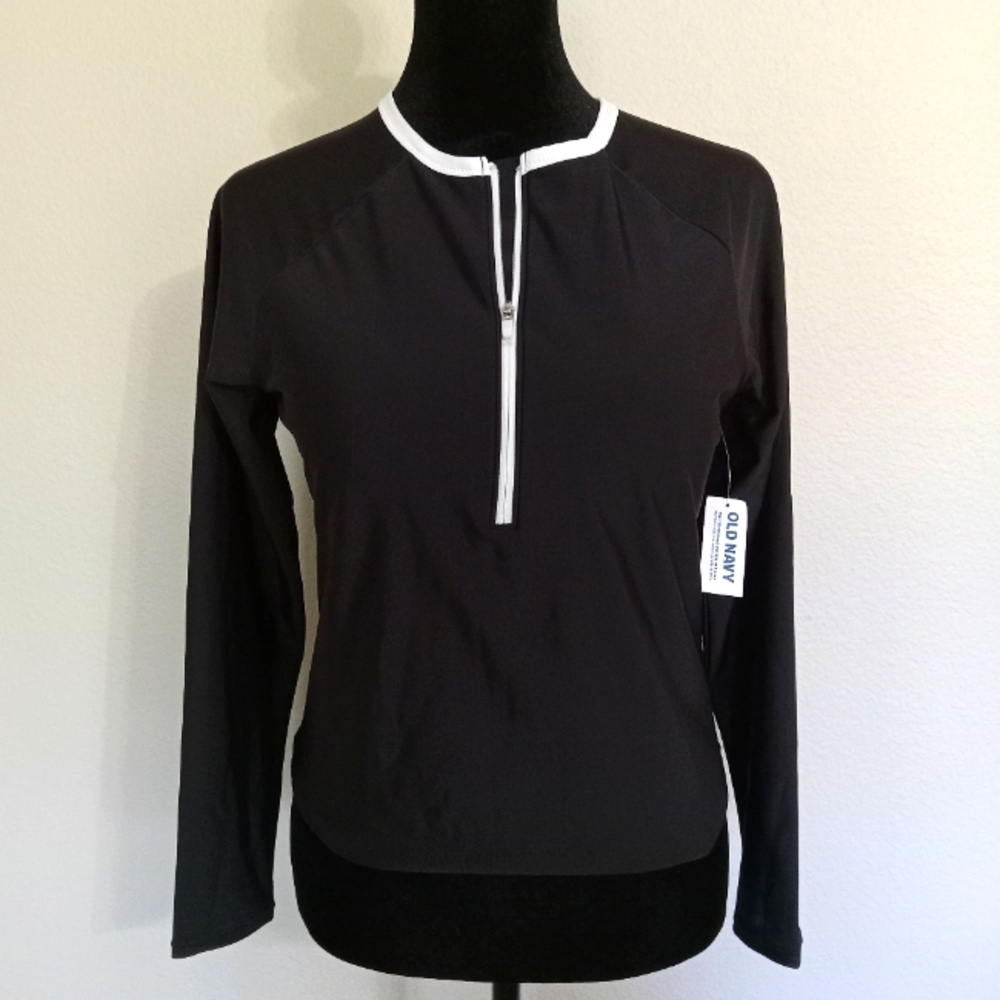 NWT Old Navy Long-Sleeve Half Zip Rashguard Swim Sun Top